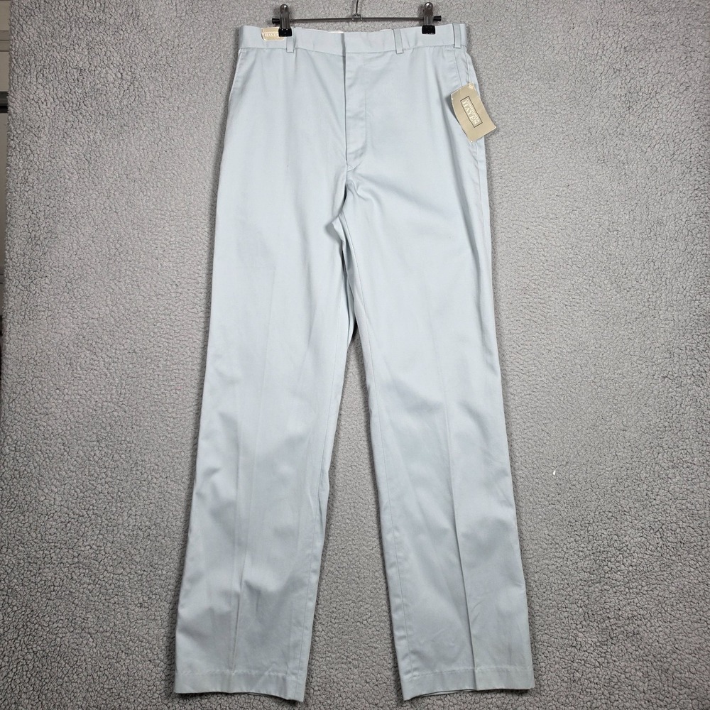 Christopher Hayes Pants Mens Size 32x34 Sky Blue Straight Fit Flap‎ Pocket Chino